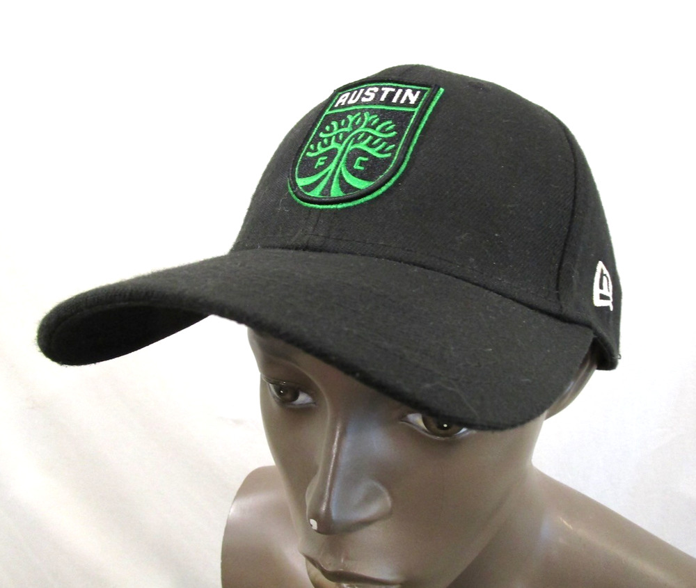 Austin FC Verde New Era Black Logo MLS Fitted Soccer Cap Hat Sz S/M